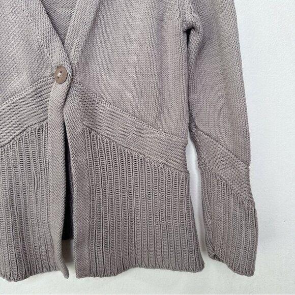 Pure Handknit Womens M/L Tan Cotton Chunky Knit Cardigan - Picture 7 of 15
